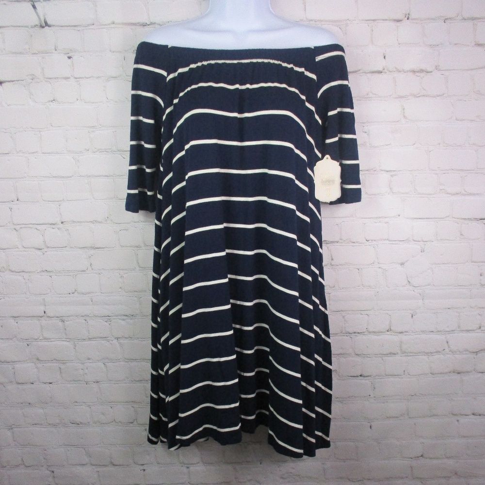 NWT Altar'd State Remember Me Off Shoulder Striped Beachy Nautical Dress